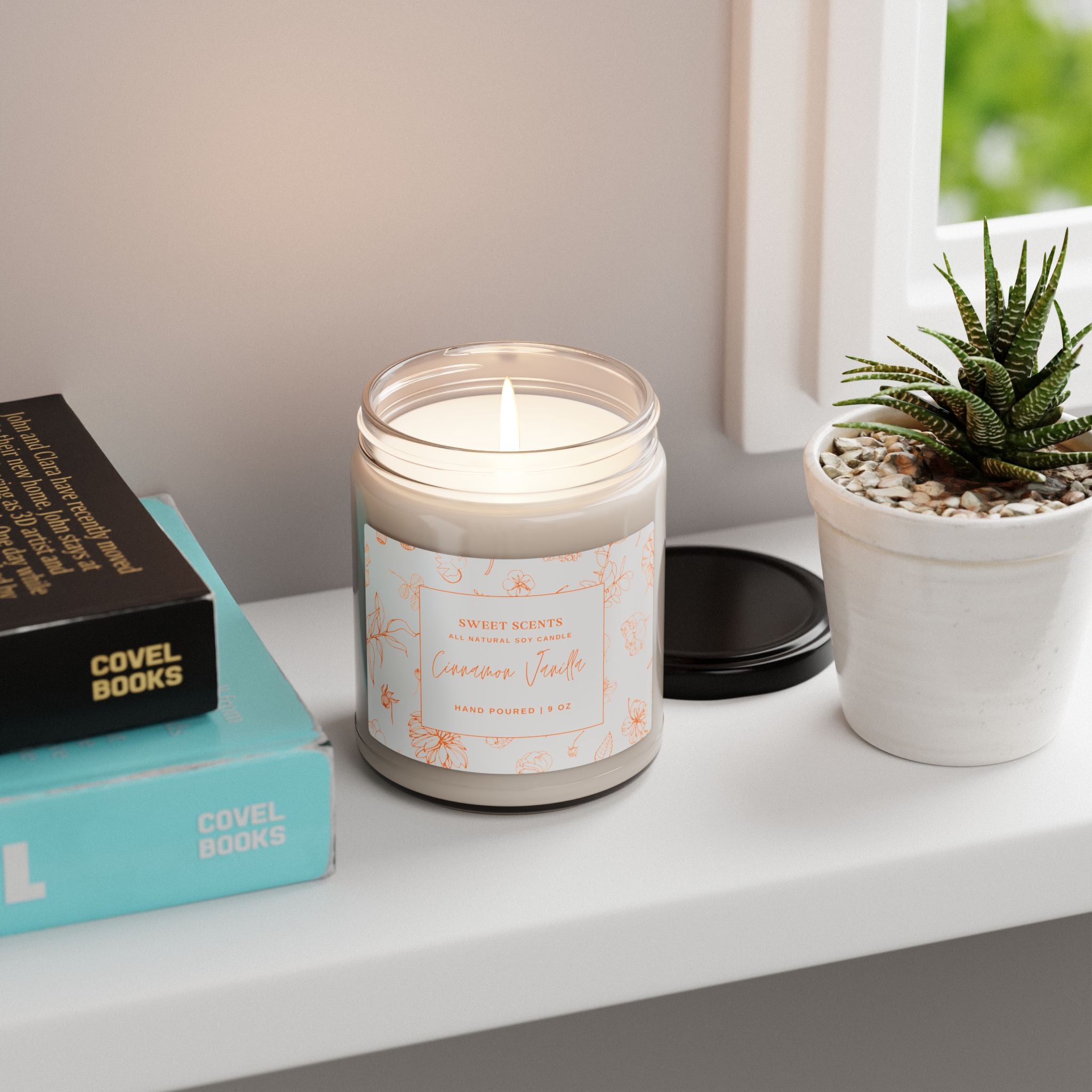 Cinnamon Vanilla Scented Soy Candle, 9oz - Cozy Home Decor, Aromatherapy Gift, Relaxing Candle for Any Occasion, Eco-Friendly