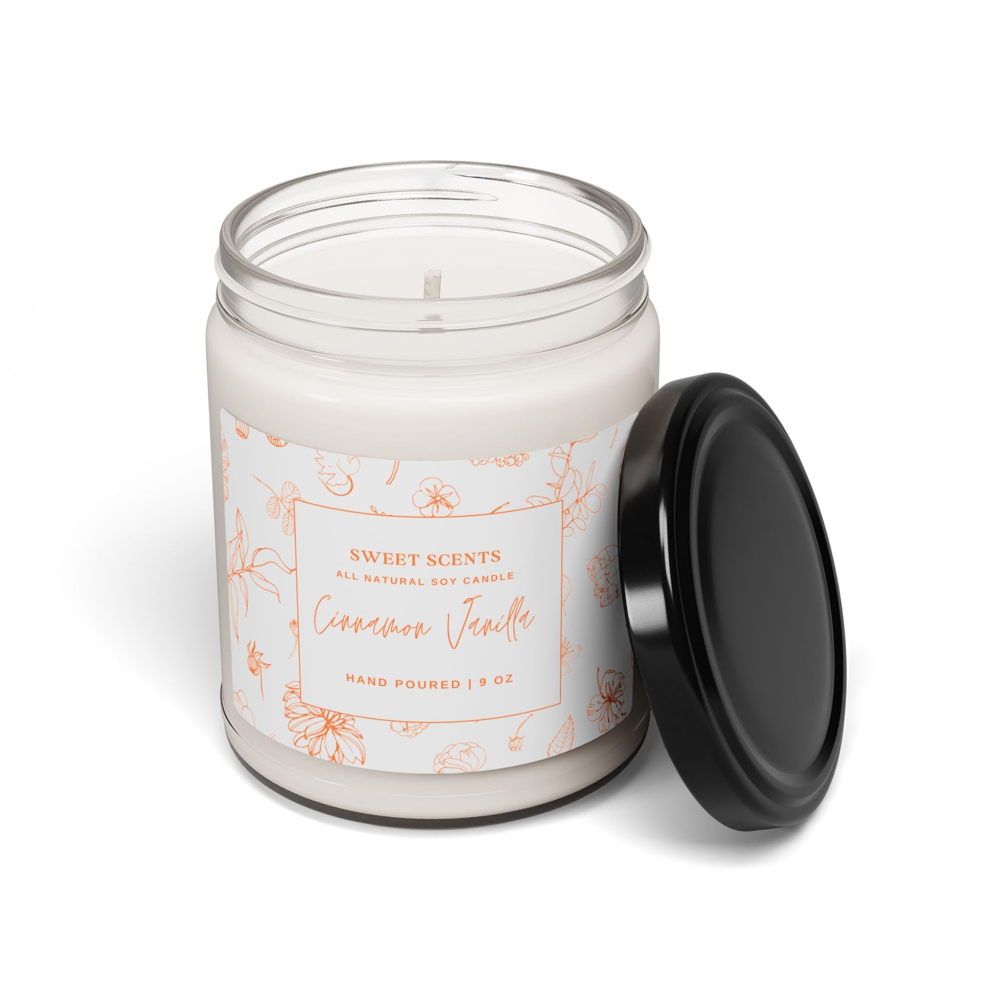 Cinnamon Vanilla Scented Soy Candle, 9oz - Cozy Home Decor, Aromatherapy Gift, Relaxing Candle for Any Occasion, Eco-Friendly