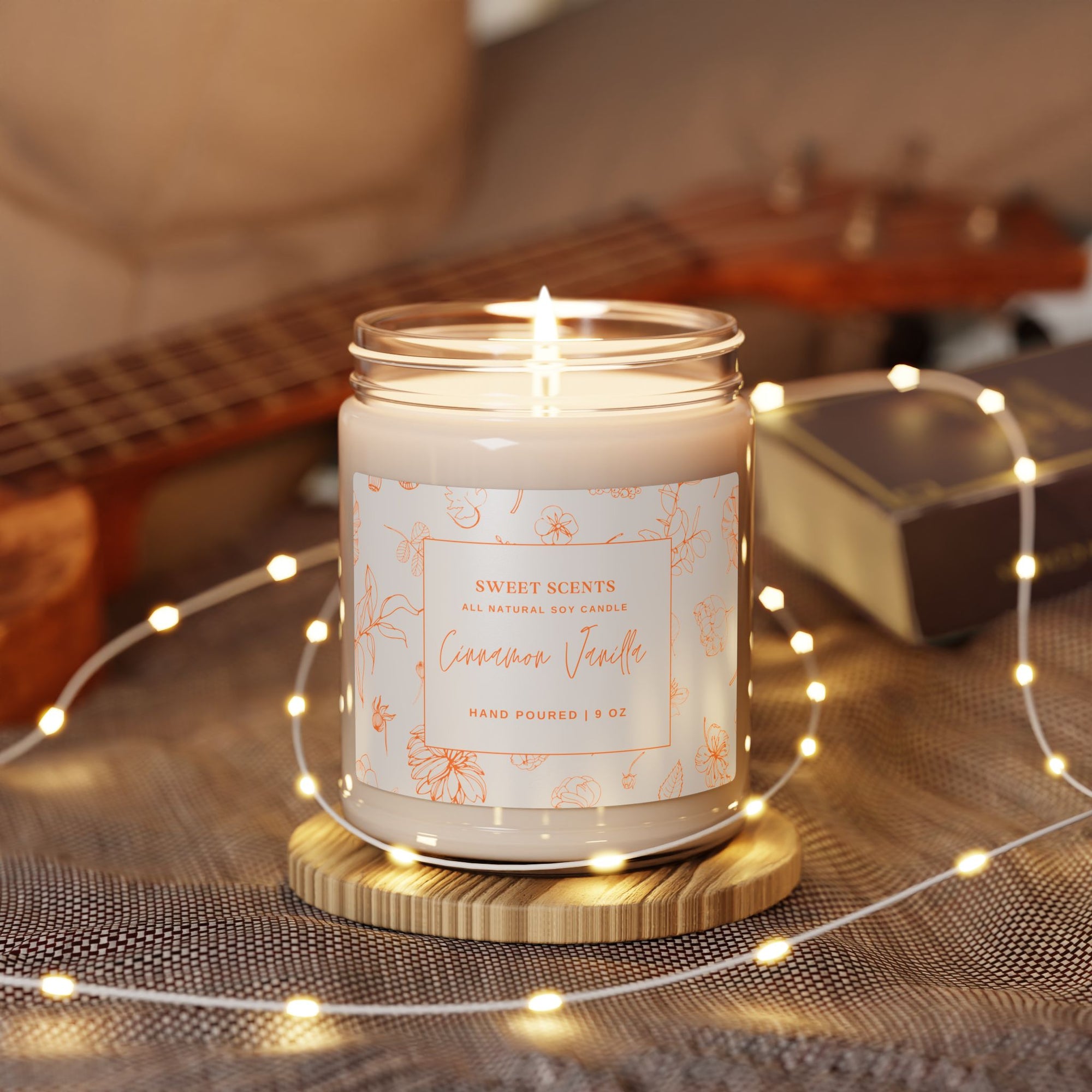 Cinnamon Vanilla Scented Soy Candle, 9oz - Cozy Home Decor, Aromatherapy Gift, Relaxing Candle for Any Occasion, Eco-Friendly