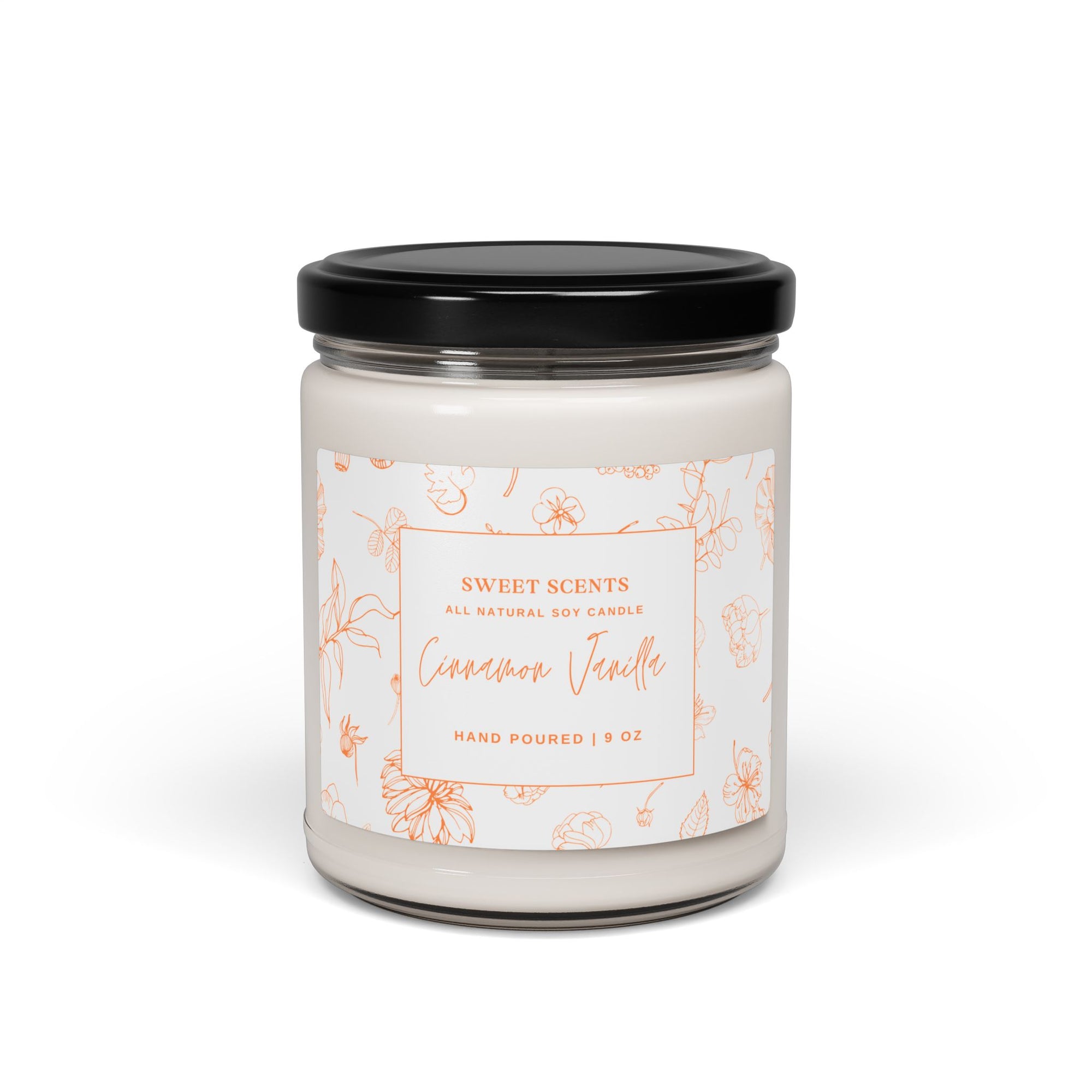Cinnamon Vanilla Scented Soy Candle, 9oz - Cozy Home Decor, Aromatherapy Gift, Relaxing Candle for Any Occasion, Eco-Friendly