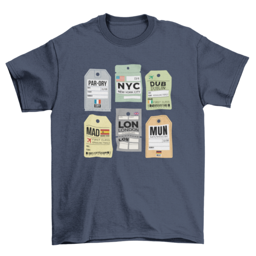 Travel luggage tags t-shirt
