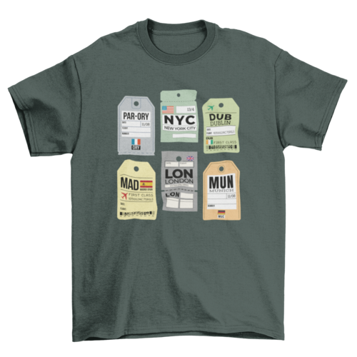 Travel luggage tags t-shirt